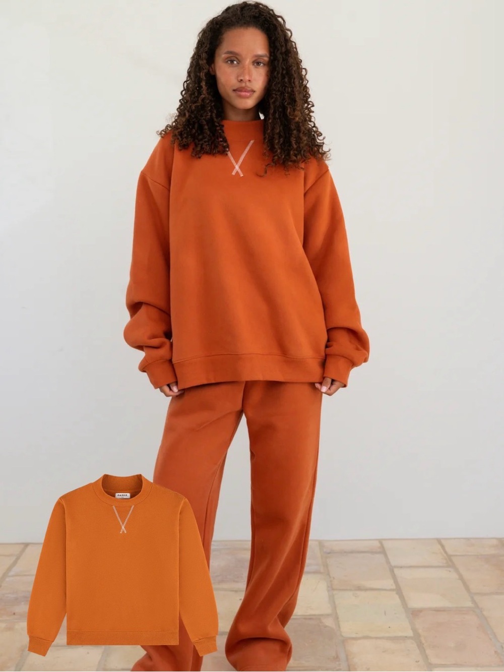 Relaxed Crewneck Sweatshirt in Rust Orange